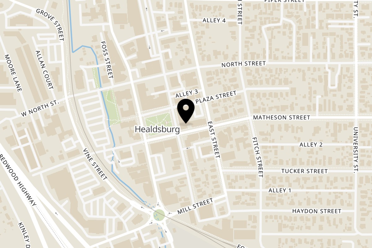 Map showing the location of KIN Smoke on 304 Center St in Healdsburg